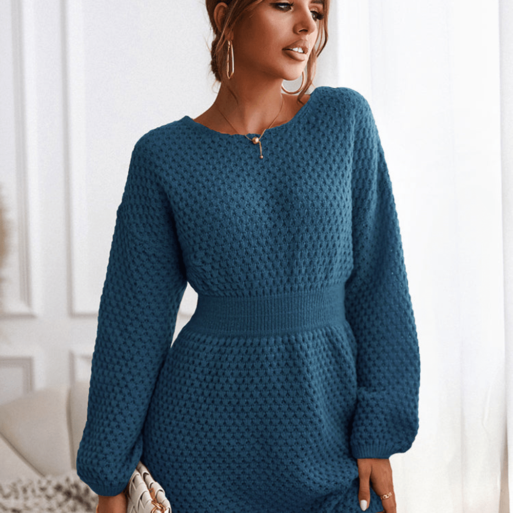 Robe Pull Mini Femme à Manches Longues – Élégance Ajustée Automne/Hiver