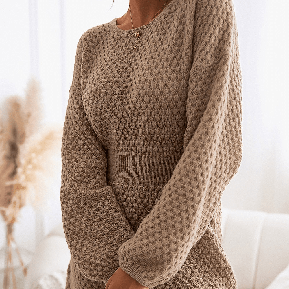 Robe Pull Mini Femme à Manches Longues – Élégance Ajustée Automne/Hiver