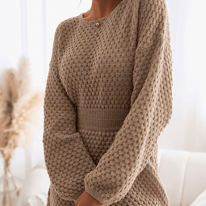 Robe Pull Mini Femme à Manches Longues – Élégance Ajustée Automne/Hiver