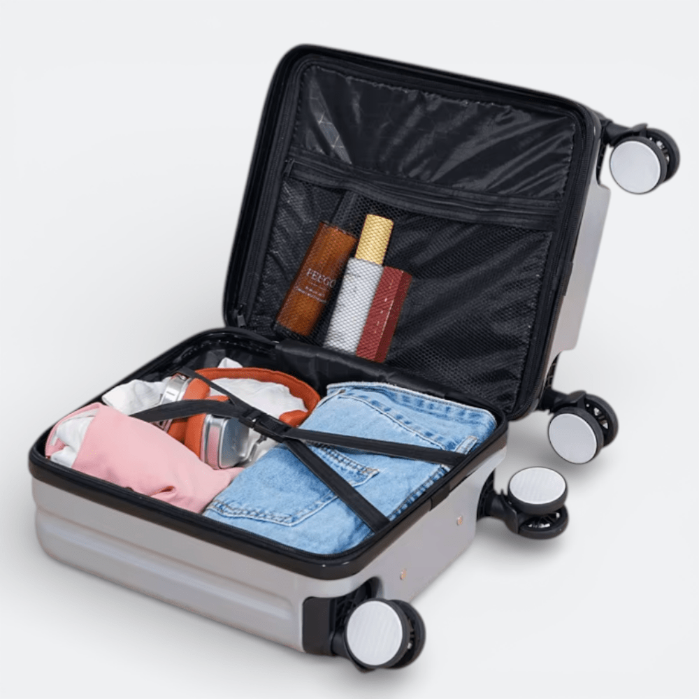 Mini Valise à Roulettes Blanc Bleuté - | AïtaVia