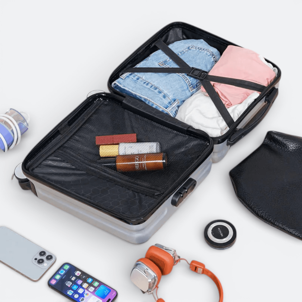 Mini Valise à Roulettes Blanc Bleuté - | AïtaVia