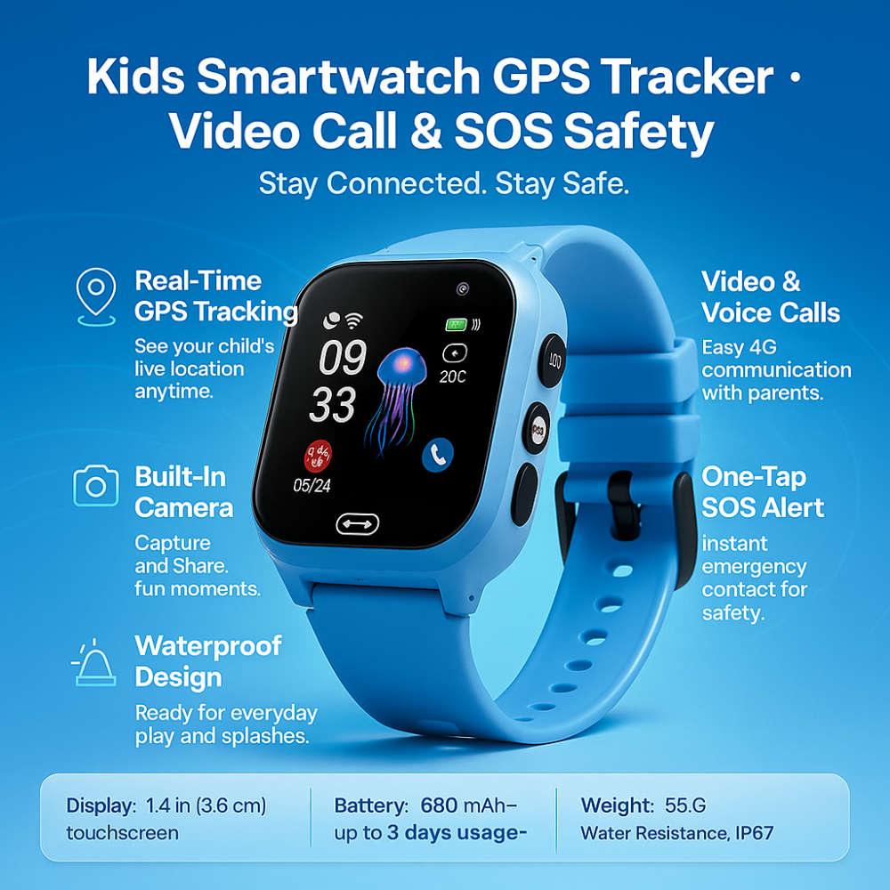 Montre Connectée GPS pour Enfants avec Appel Vidéo