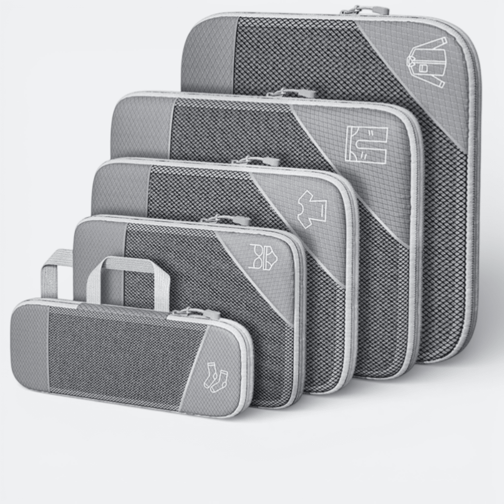 Organisateur De Valise Compressible Gris & Gris Perle - | AïtaVia