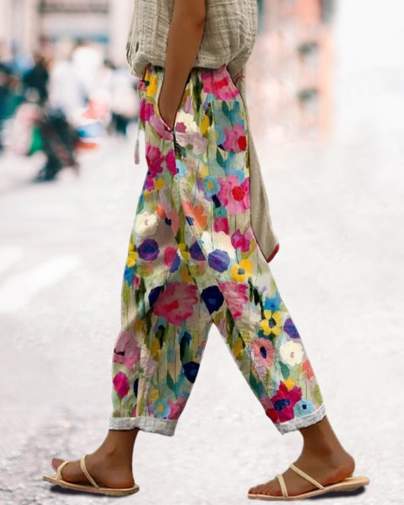 Pantalon Floral Femme - Style Moderne & Confort - Laura