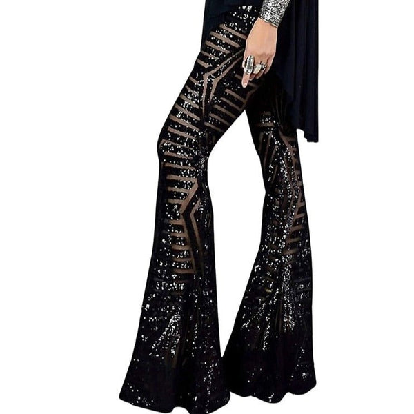 Pantalon Flare à Paillettes Scintillantes pour Femmes