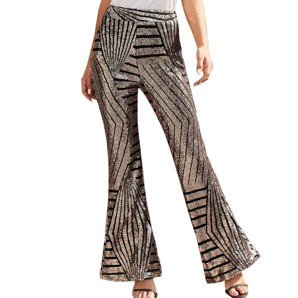 Pantalon Flare à Paillettes Scintillantes pour Femmes