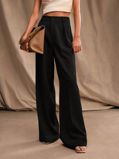 Pantalon large plissé taille haute pour Femme