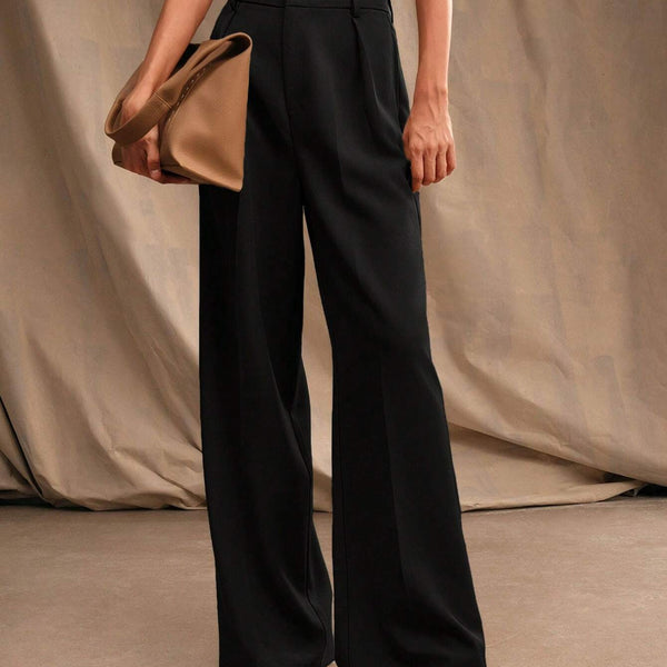 Pantalon large plissé taille haute pour Femme