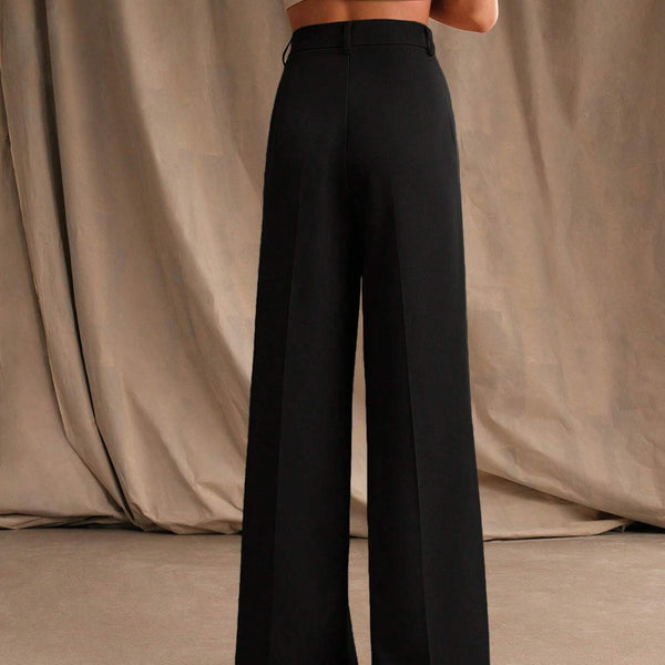 Pantalon large plissé taille haute pour Femme