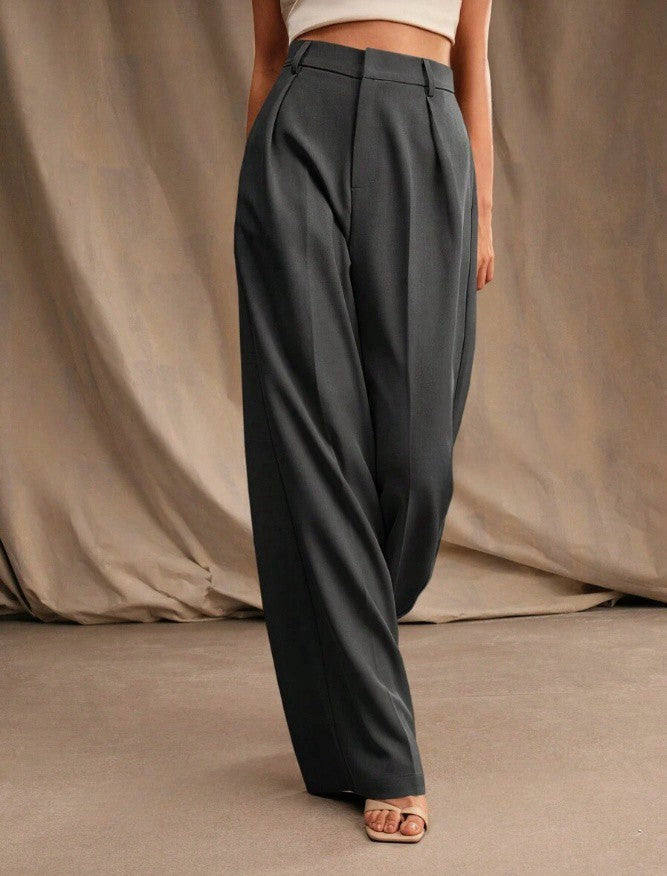 Pantalon large plissé taille haute pour Femme