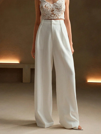Pantalon large plissé taille haute pour Femme