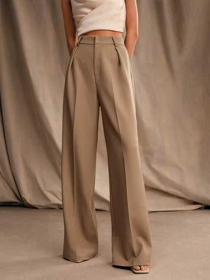 Pantalon large plissé taille haute pour Femme
