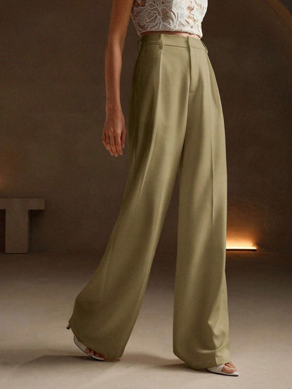 Pantalon large plissé taille haute pour Femme