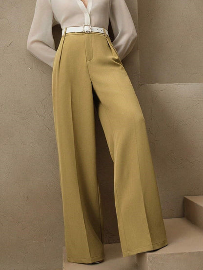 Pantalon large plissé taille haute pour Femme
