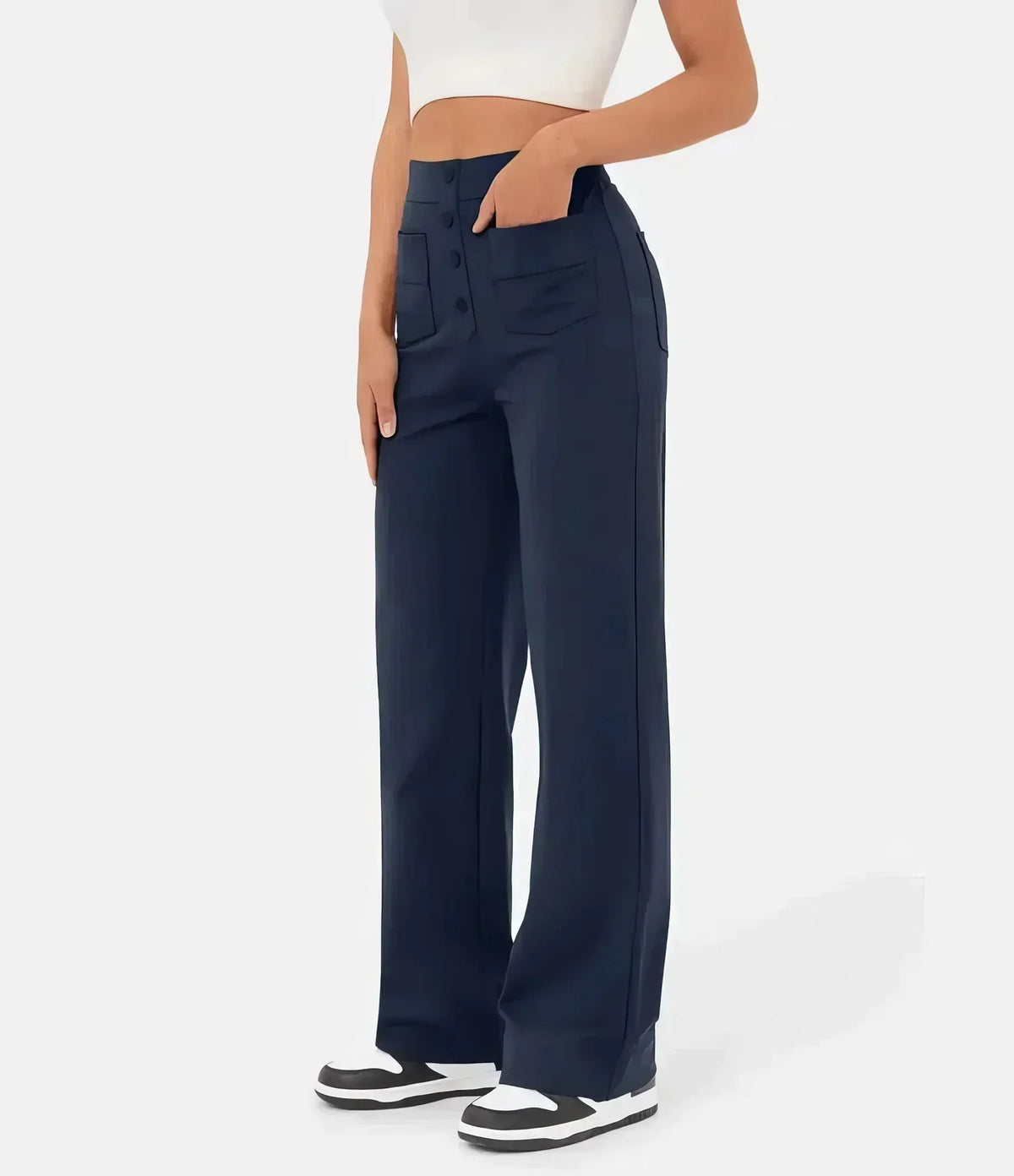 Pantalon Taille Haute Femme Élégant et Confortable