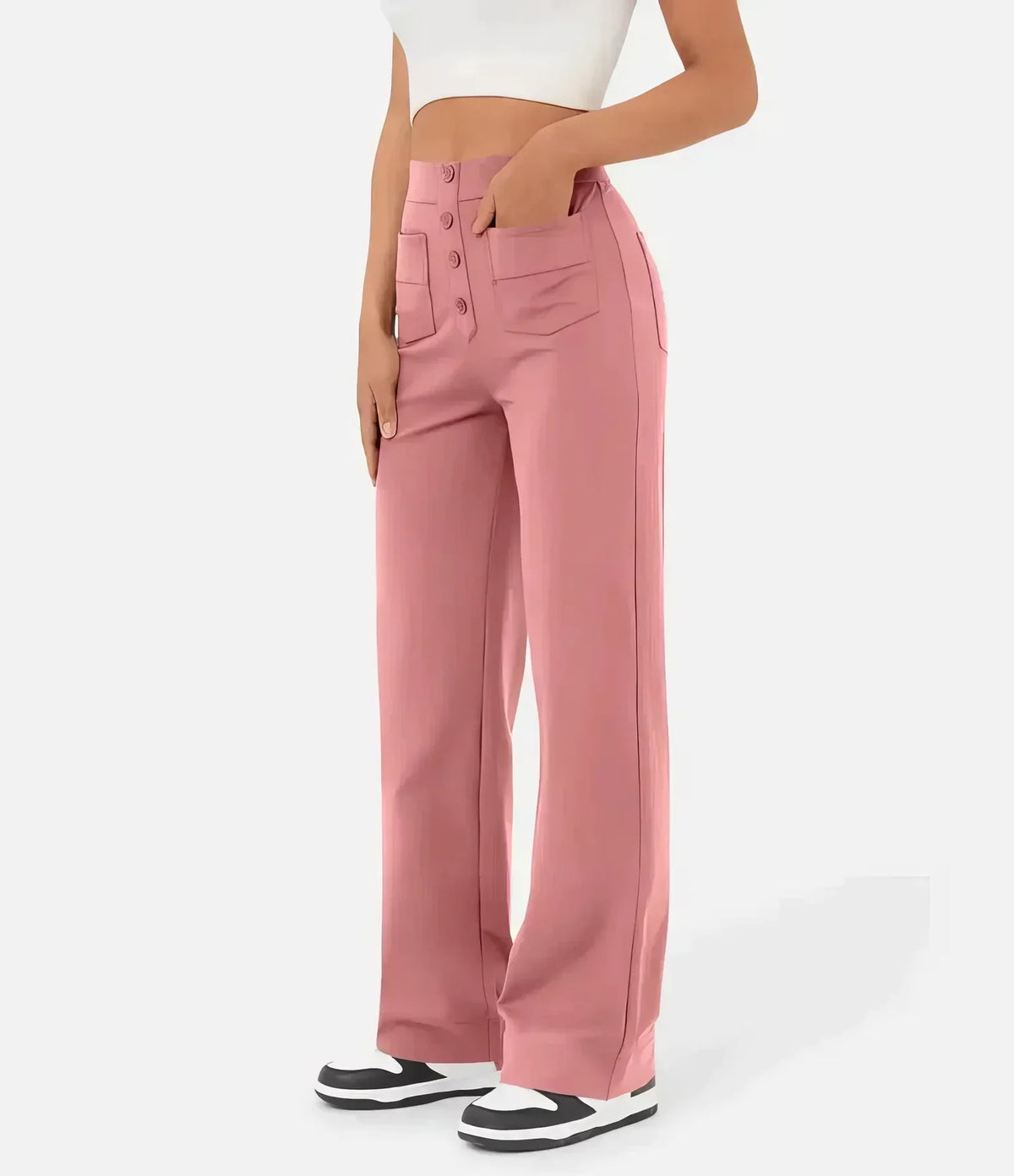 Pantalon Taille Haute Femme Élégant et Confortable