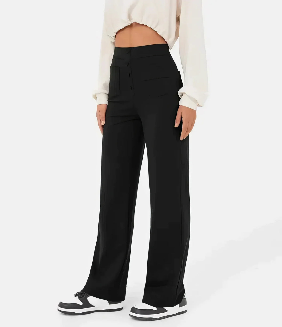 Pantalon Taille Haute Femme Élégant et Confortable