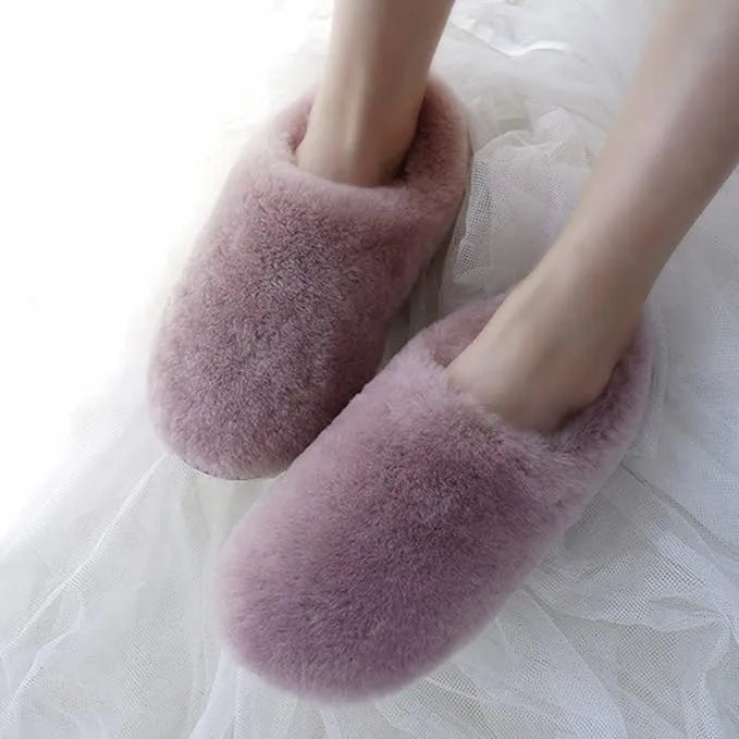 Pantoufles Chaudes Doublées Fourrure pour Femmes