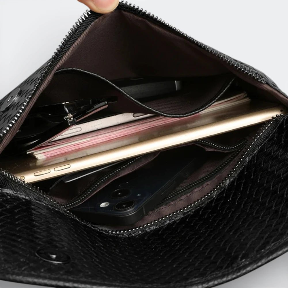 Petit Sac Bandoulière en Cuir Homme Noir & Brun Rosé - | AïtaVia