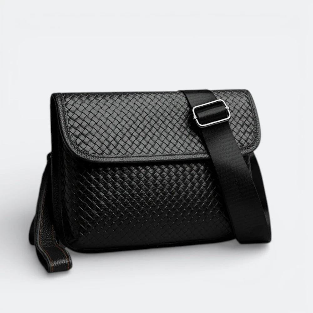 Petit Sac Bandoulière en Cuir Homme Noir & Brun Rosé - | AïtaVia