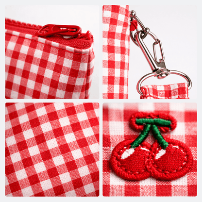 Petite Trousse Maquillage en Toile Vichy Rouge - | AïtaVia