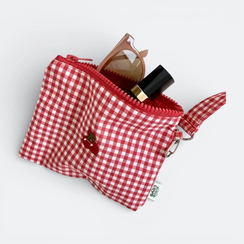 Petite Trousse Maquillage en Toile Vichy Rouge - | AïtaVia