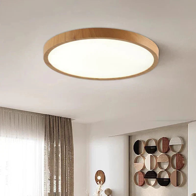 Plafonnier LED Bois - Ultrafin - Design Moderne