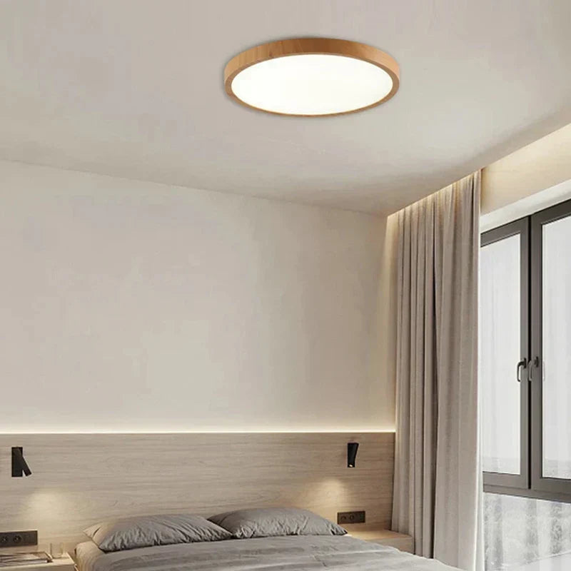 Plafonnier LED Bois - Ultrafin - Design Moderne