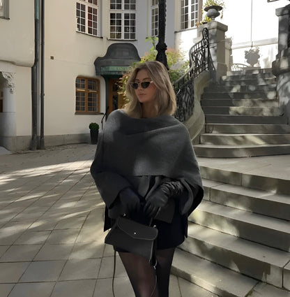 Poncho Emma - Asymétrique, Chic, Chaud