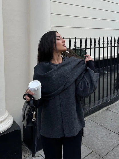 Poncho Emma - Asymétrique, Chic, Chaud