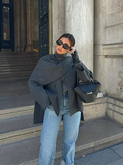 Poncho Emma - Asymétrique, Chic, Chaud