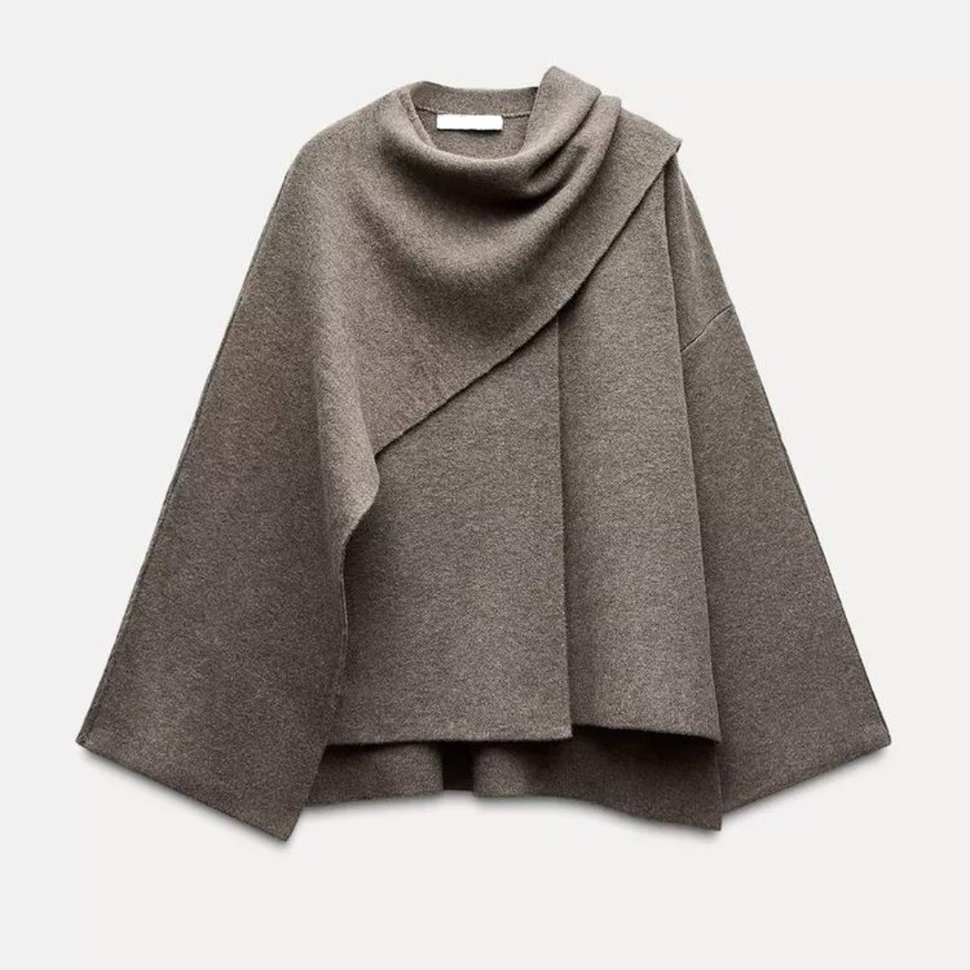 Poncho Emma - Asymétrique, Chic, Chaud