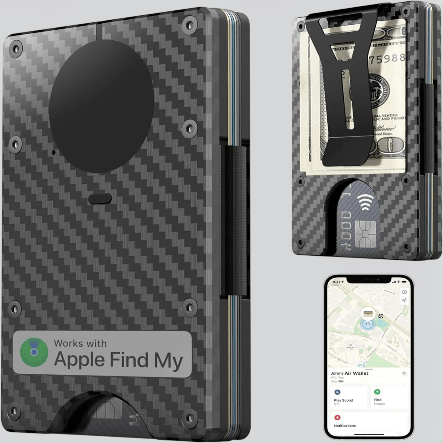 Protège Carte Sans Contact et Localisation Motif Carbone - | AïtaVia