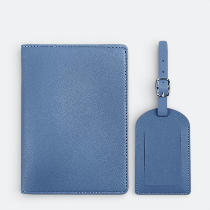Protège Passeport et Étiquette Valise Bleu Grisâtre - | AïtaVia