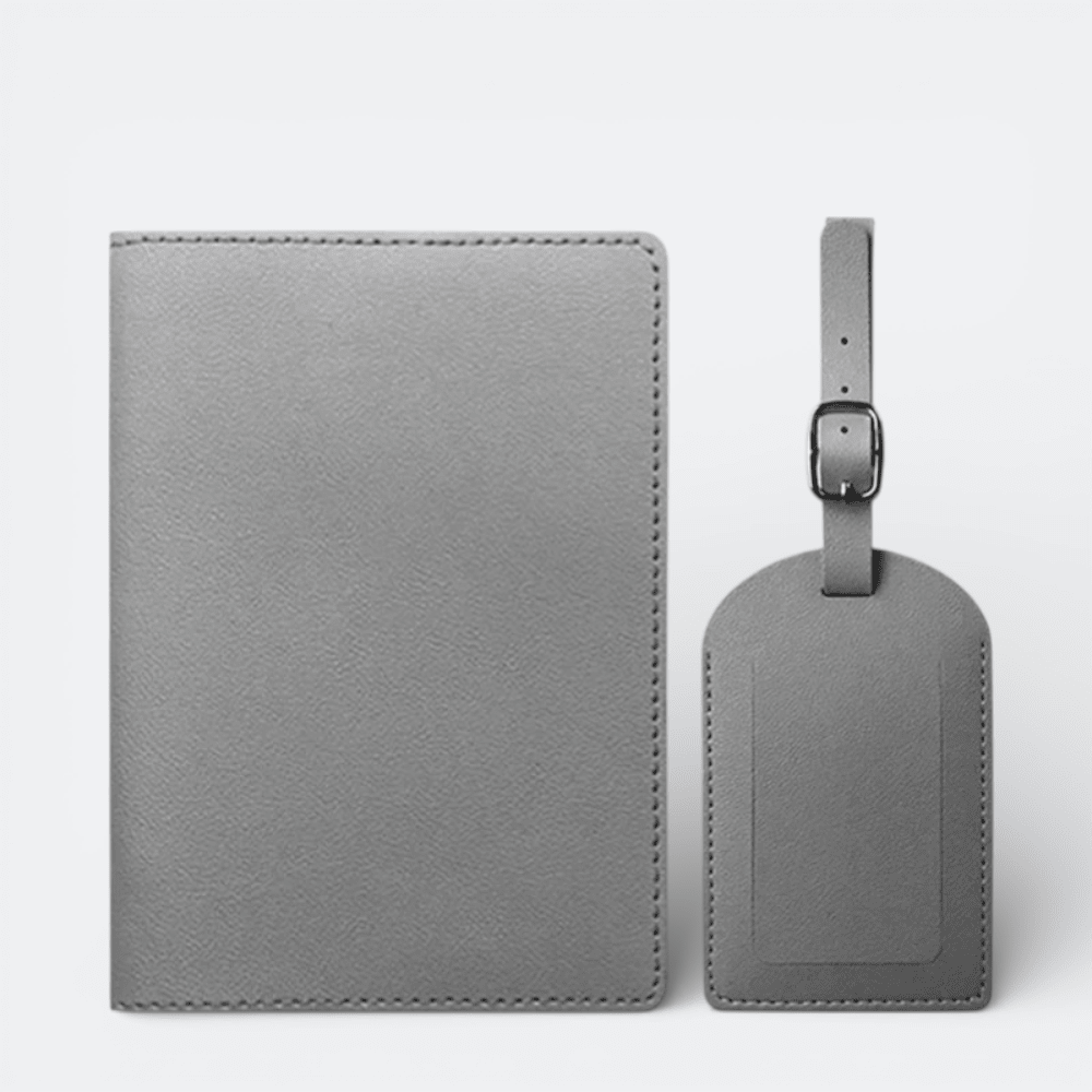 Protège Passeport et Étiquette Valise Gris Sauge - | AïtaVia