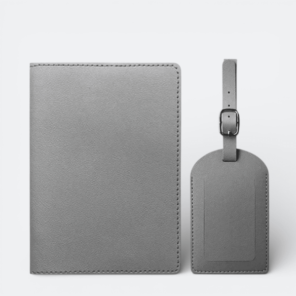 Protège Passeport et Étiquette Valise Gris Sauge - | AïtaVia