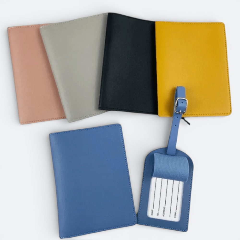 Protège Passeport et Étiquette Valise Noir Charbon - | AïtaVia