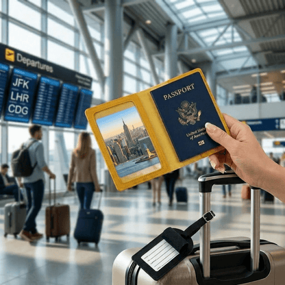 Protège Passeport et Étiquette Valise Noir Charbon - | AïtaVia