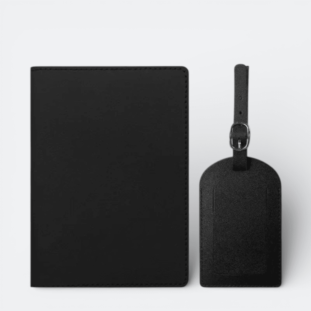 Protège Passeport et Étiquette Valise Noir Charbon - | AïtaVia