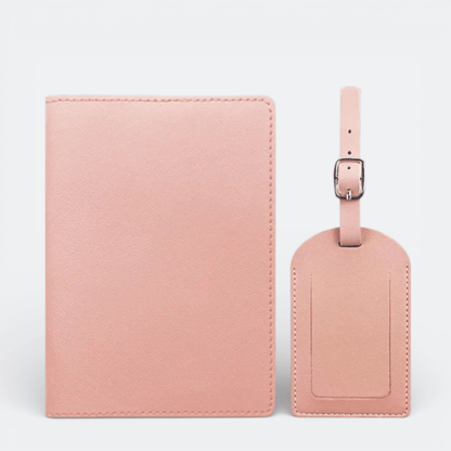 Protège Passeport et Étiquette Valise Rose Fané - | AïtaVia