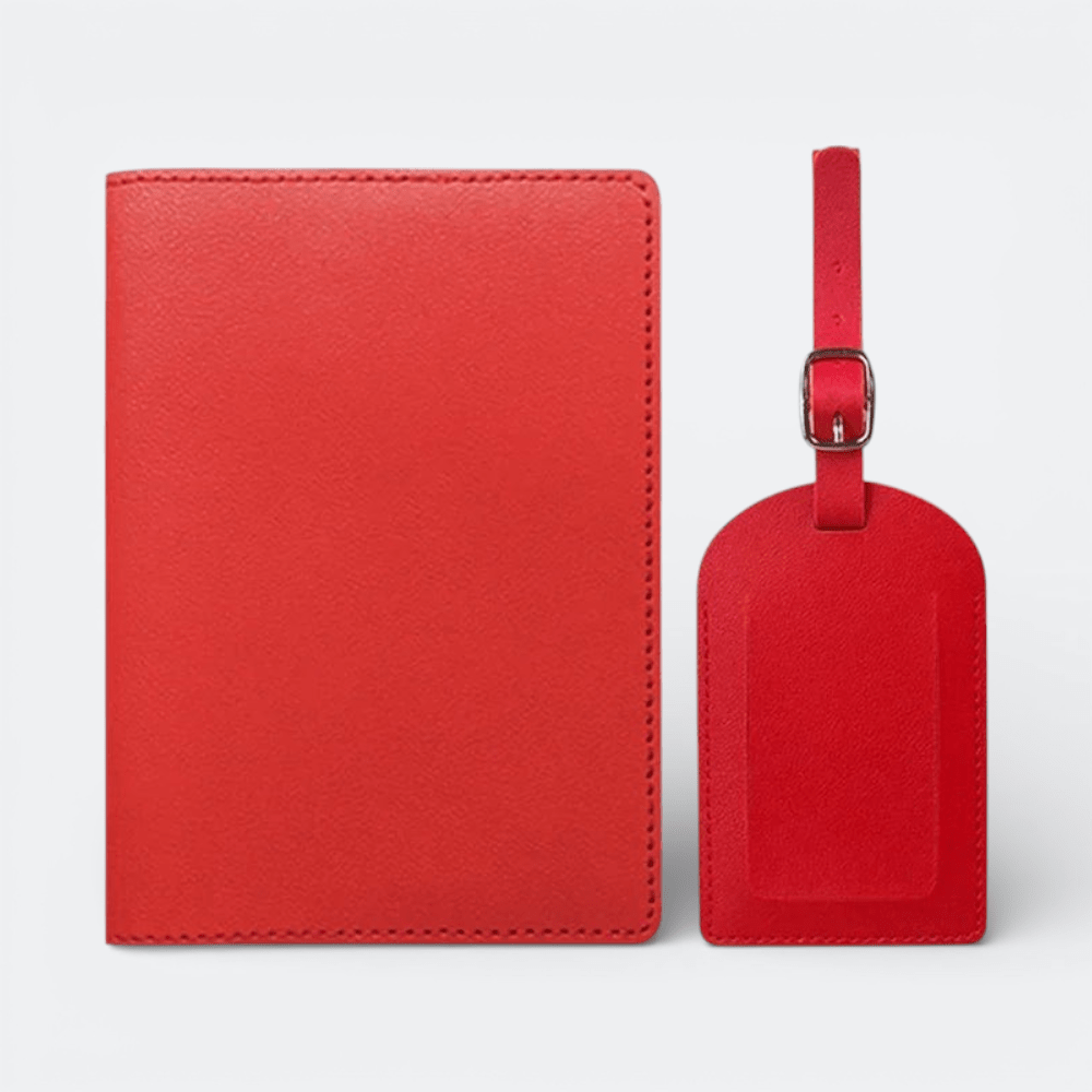 Protège Passeport et Étiquette Valise Rouge Vif - | AïtaVia