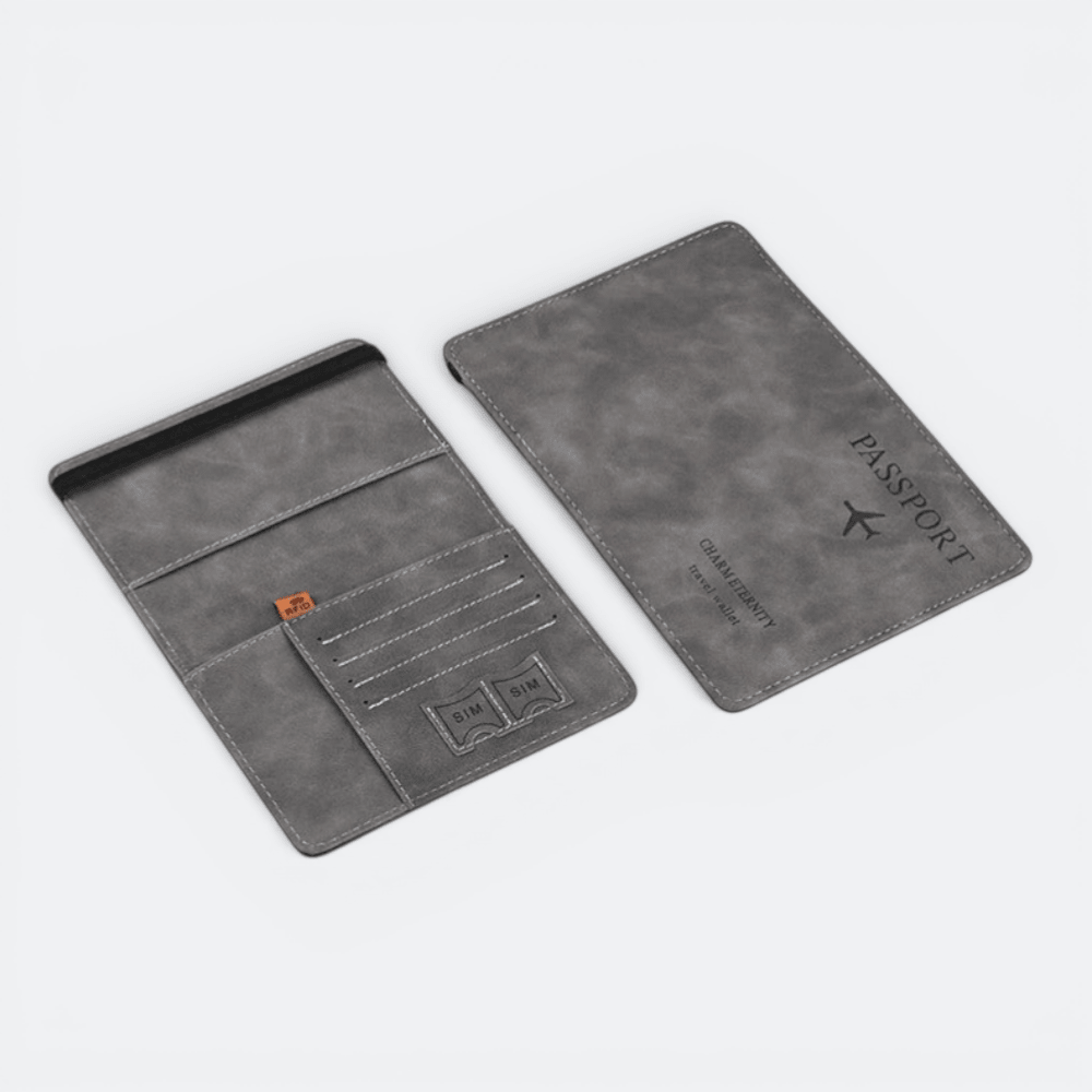 Protège Passeport Homme Gris Taupe - | AïtaVia