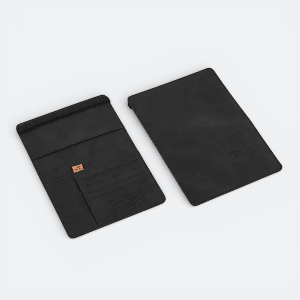 Protège Passeport Homme Noir Charbon - | AïtaVia