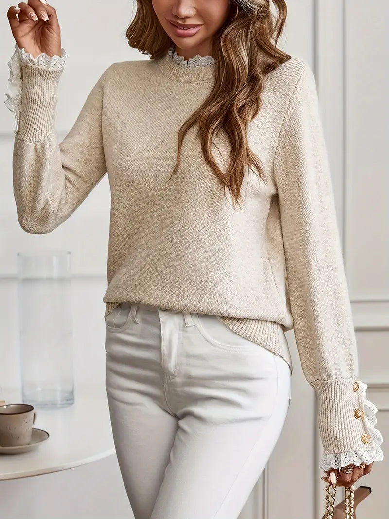 Pull Femme Col Rond - Élégant & Confortable - Maille Fine