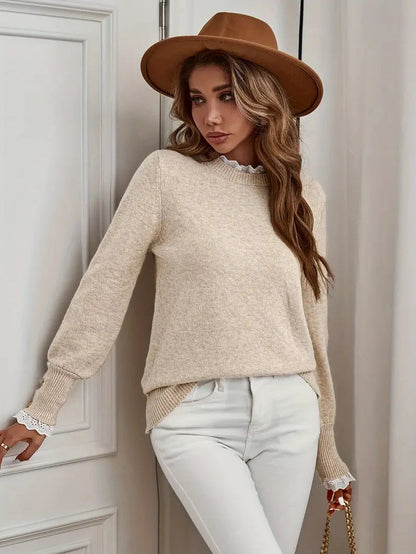 Pull Femme Col Rond - Élégant & Confortable - Maille Fine