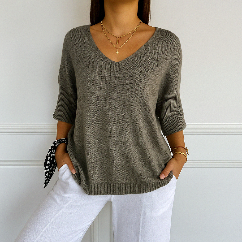 Pull Col V Femme - Maille Fine - Doux & Élégant