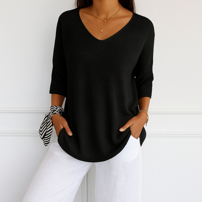 Pull Col V Femme - Maille Fine - Doux & Élégant