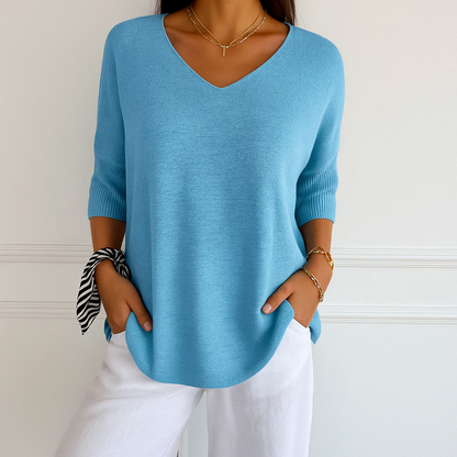 Pull Col V Femme - Maille Fine - Doux & Élégant