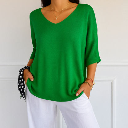 Pull Col V Femme - Maille Fine - Doux & Élégant