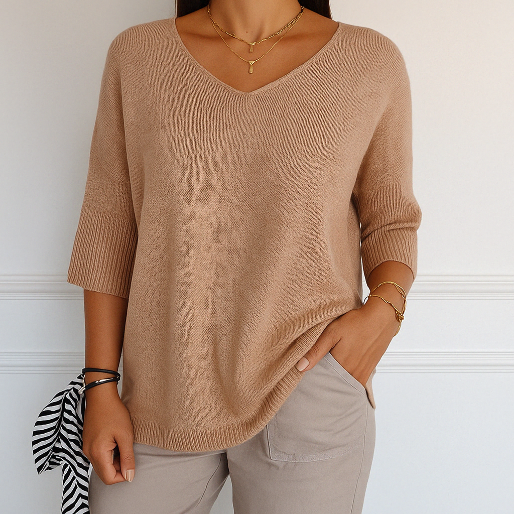 Pull Col V Femme - Maille Fine - Doux & Élégant